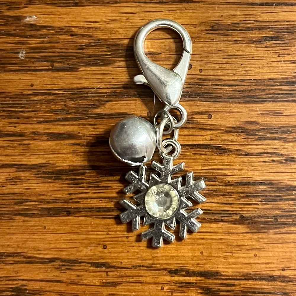 ❄️Silver snow flake pet collar charm